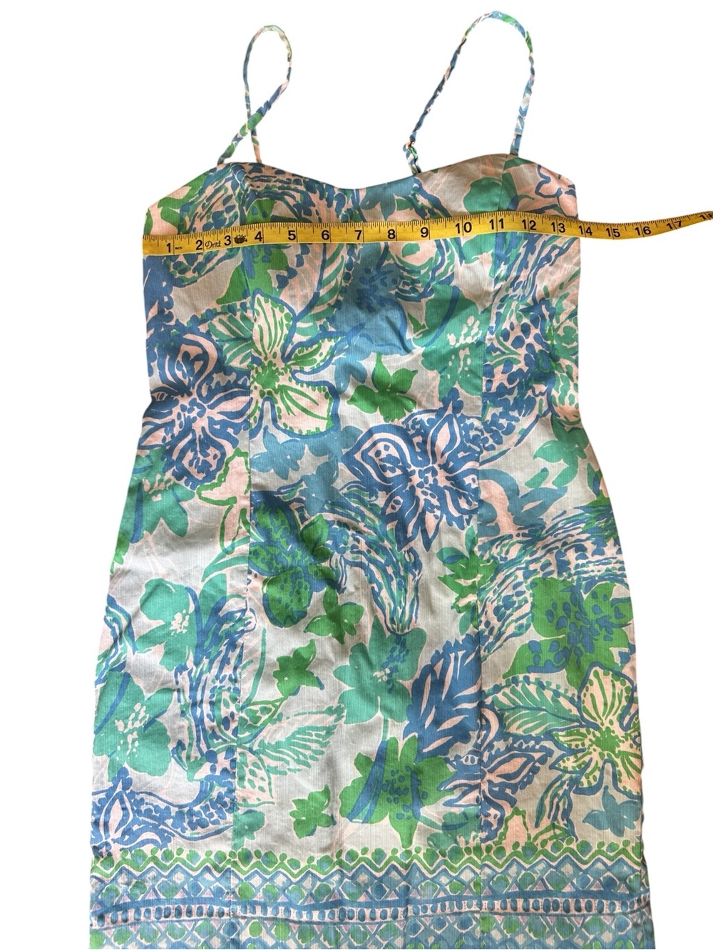 Lilly Pulitzer Stretch Shelli Mini Dress size 6, beautiful blue & green pattern - Picture 7 of 9